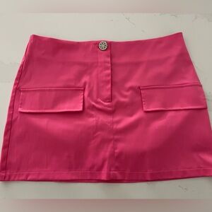Zara Hot Pink Skirt with Rhinestone Button
